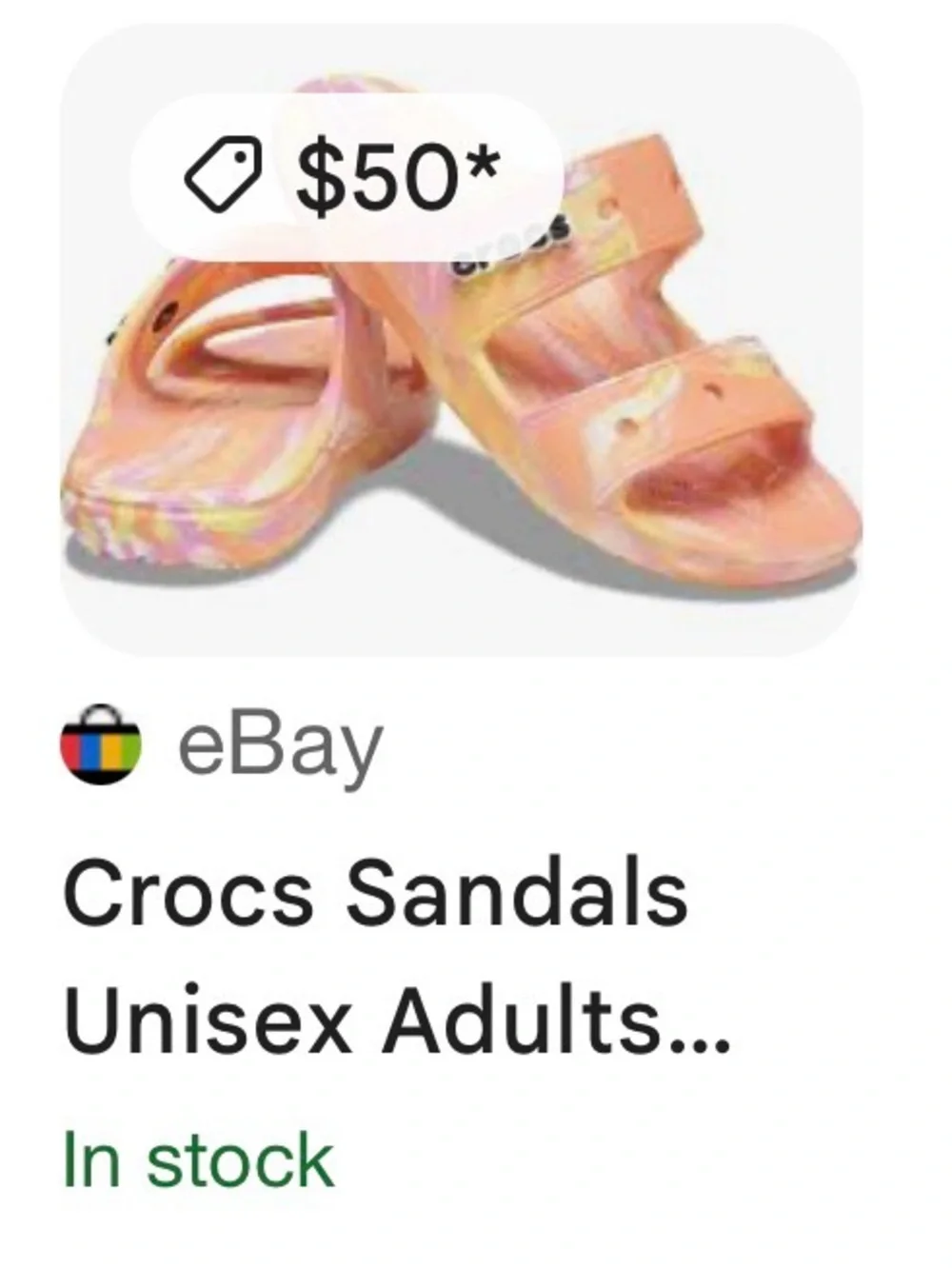 CROCS Classic Slide Sandals in Marbled Papaya |Size 9 - Picture 5 of 14